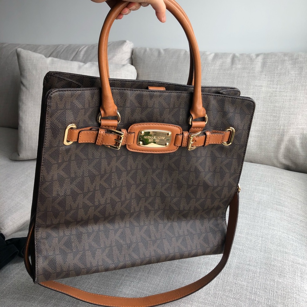 MICHAEL KORS Hamilton Brown monogram satchel LARGE - Picture 13 of 15